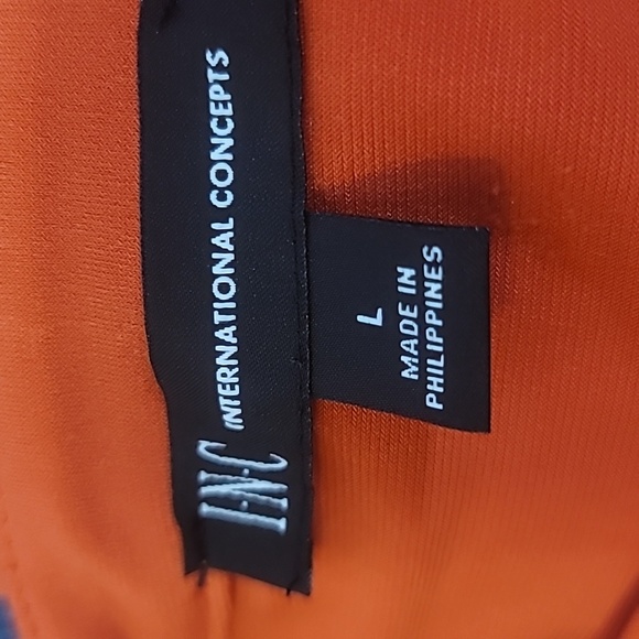 INC International Concepts orange gold zipper pockets long sleeve dress shirt - Picture 9 of 11